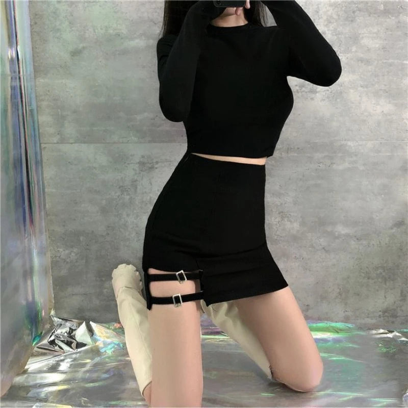 Skirts Women Summer Hollow Out Simple Mujer XS-3XL Retro Trendy Solid High Waist Korean Style Fit A-line Sexy Leisure Faldas Ins